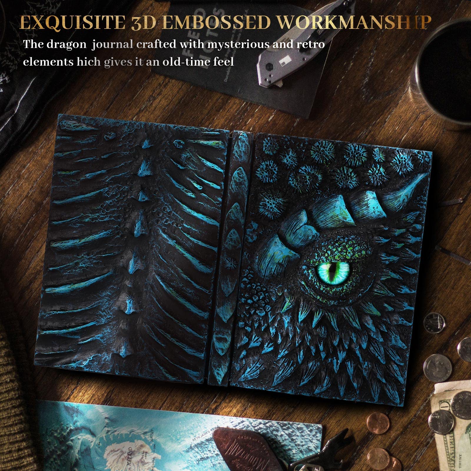 Dragon Eye 3D Embossed Journal - Handmade Resin Engraved Notebook